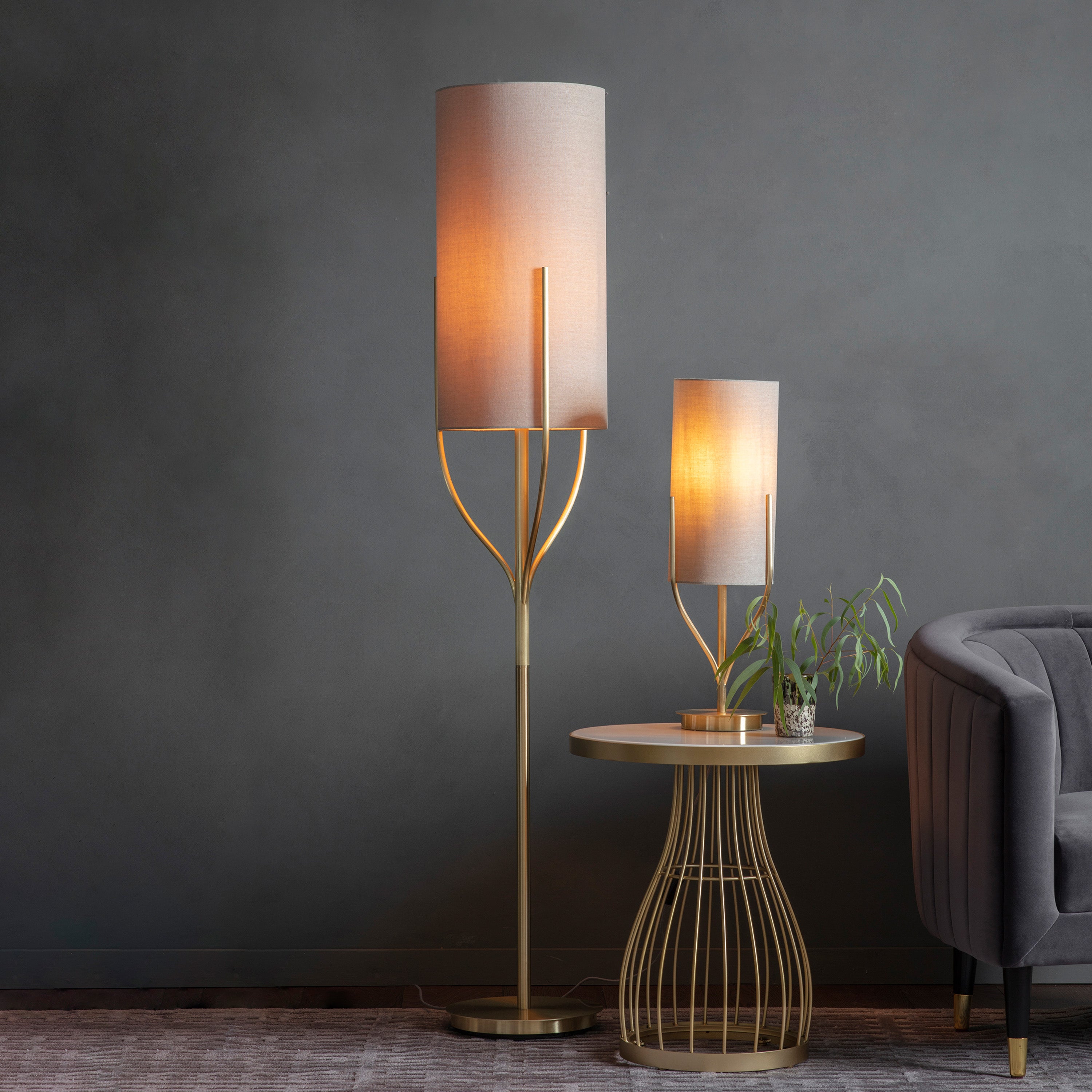 Alassio Gold & Natural Linen Table Lamp